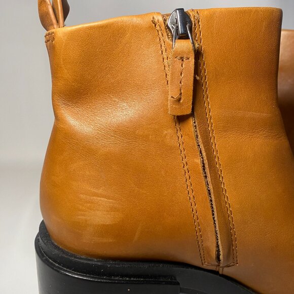 Franco Sarto Dalden Cognac Tan Leather Lug Chunky Block Sole Boots Womens 7 GUC - Picture 6 of 9